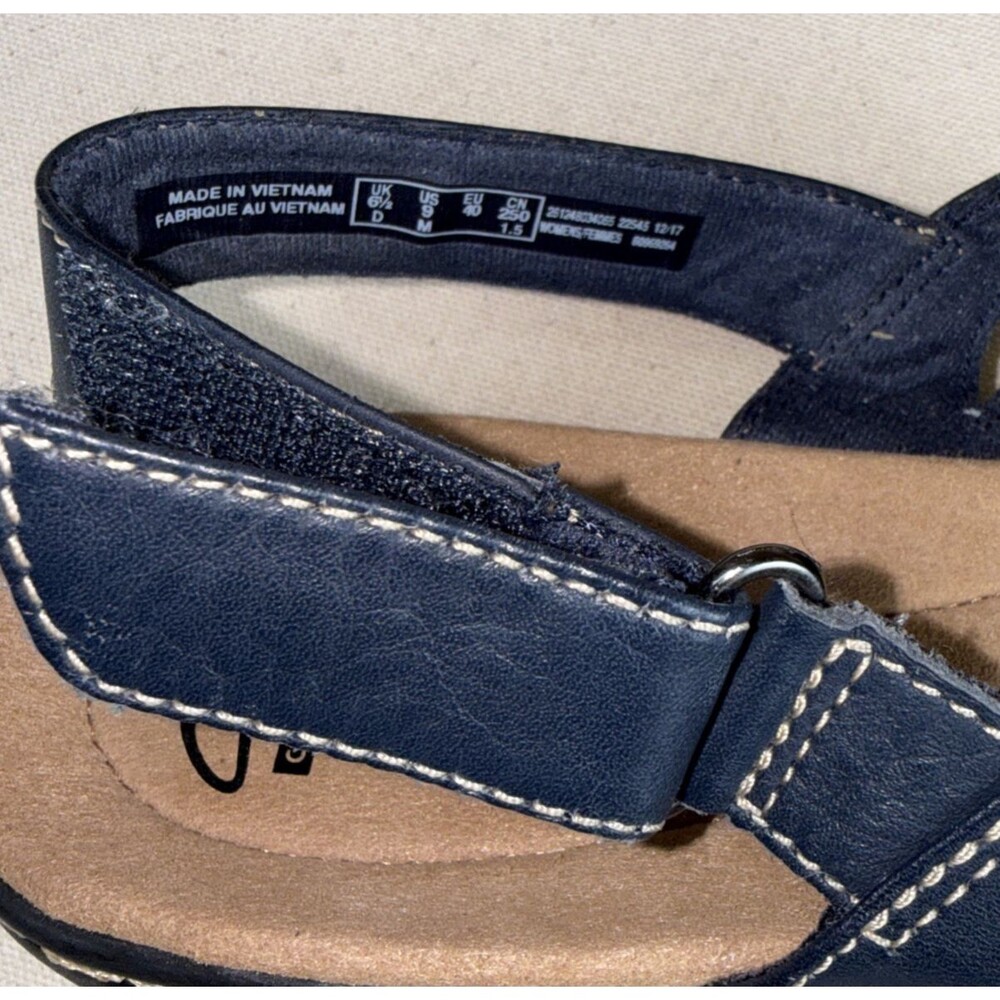 Clark’s Collection Women’s Leisa Lakelyn Sandal Slingback Navy Leather 9M - Picture 7 of 9